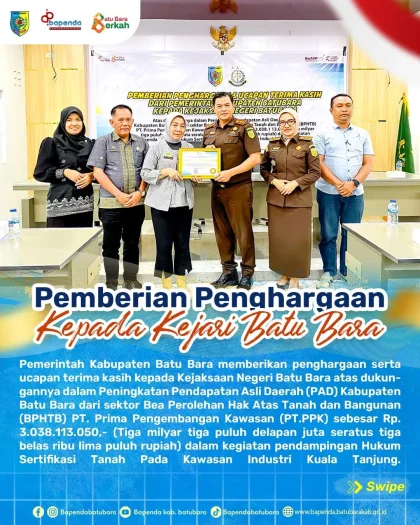 Dukung Peningkatan PAD, Kejari Batu Bara Terima Penghargaan dari Pemkab