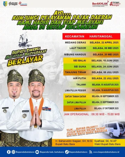 Bapenda Batu Bara Gelar Layanan Pajak Keliling Mulai 5 Mei 2025